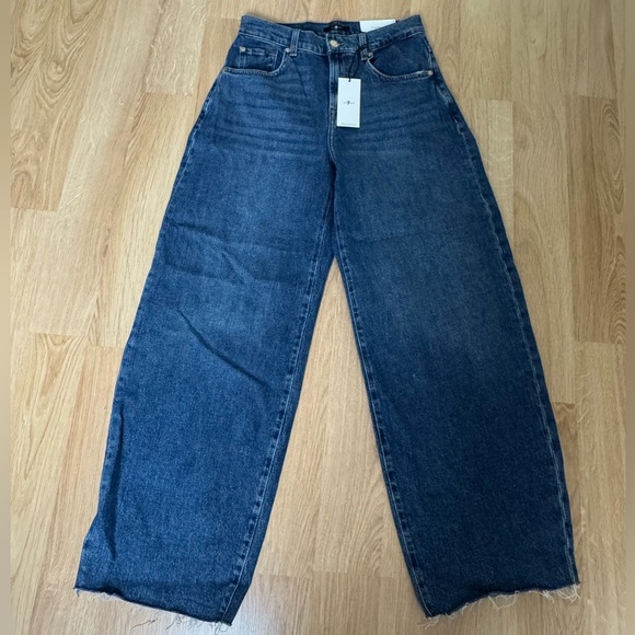 7 FOR ALL MANKIND Barrel Jeans Bonnie Curvilinear in Santa Cruz High Rise 25 NWT - Picture 4 of 12
